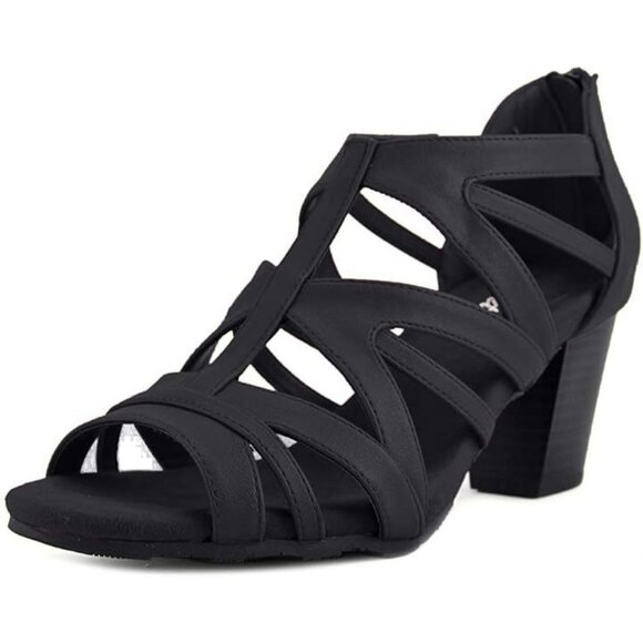 Easy Street Womens Amaze Comfortable Back Zipper Sandals Black Size 8W NIB - Picture 4 of 8